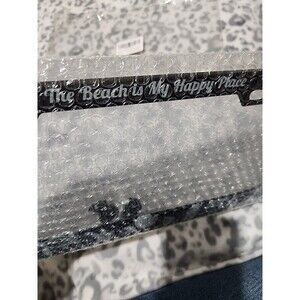 Car License Plate Frame Logo "The Beach Is My Happy place"